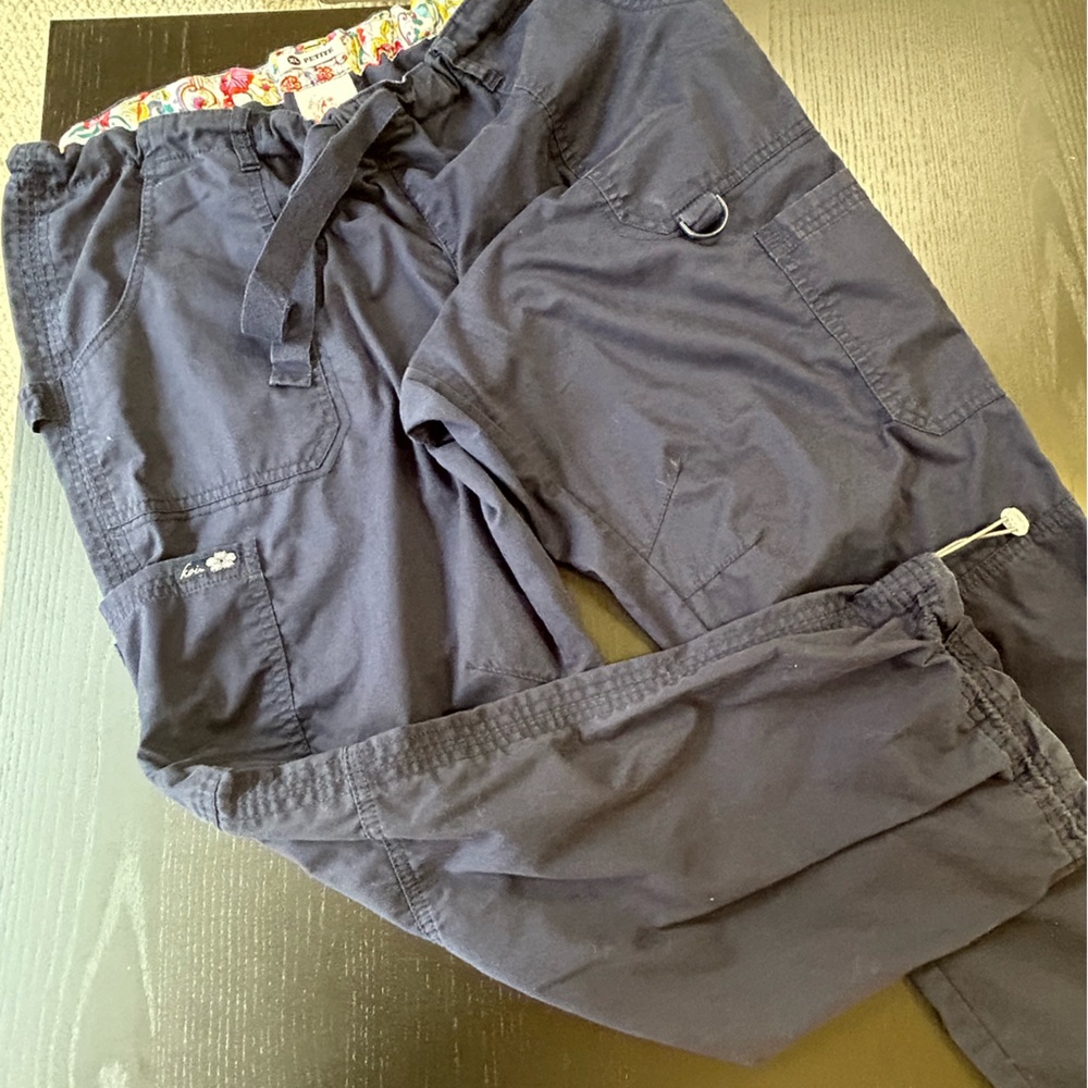 Koi Navy Pants with Colorful Floral Waistband